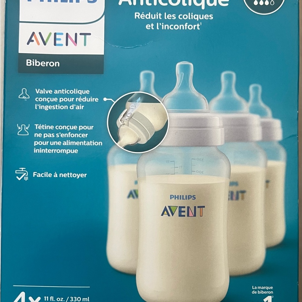Blue and White Anti-Colic Baby Bottles